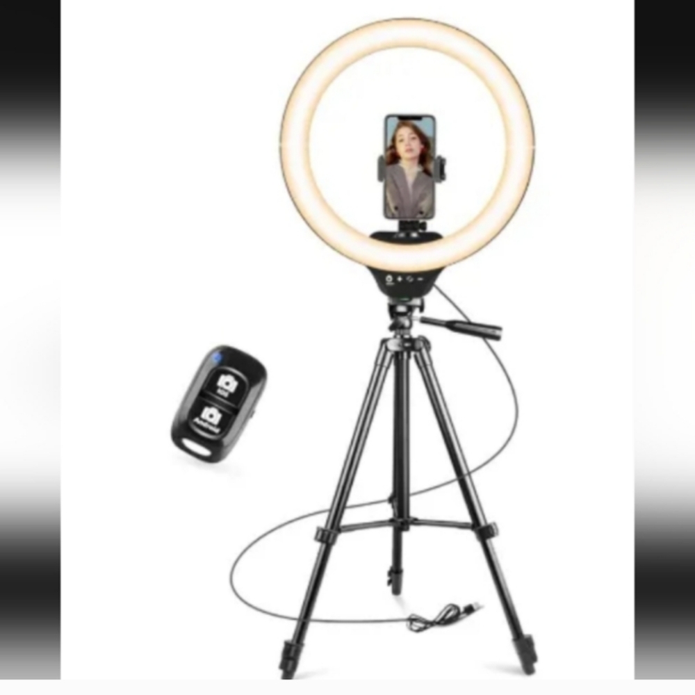 LED Ring Light with Black Tripod and Remote Control - Picture 1 of 9
